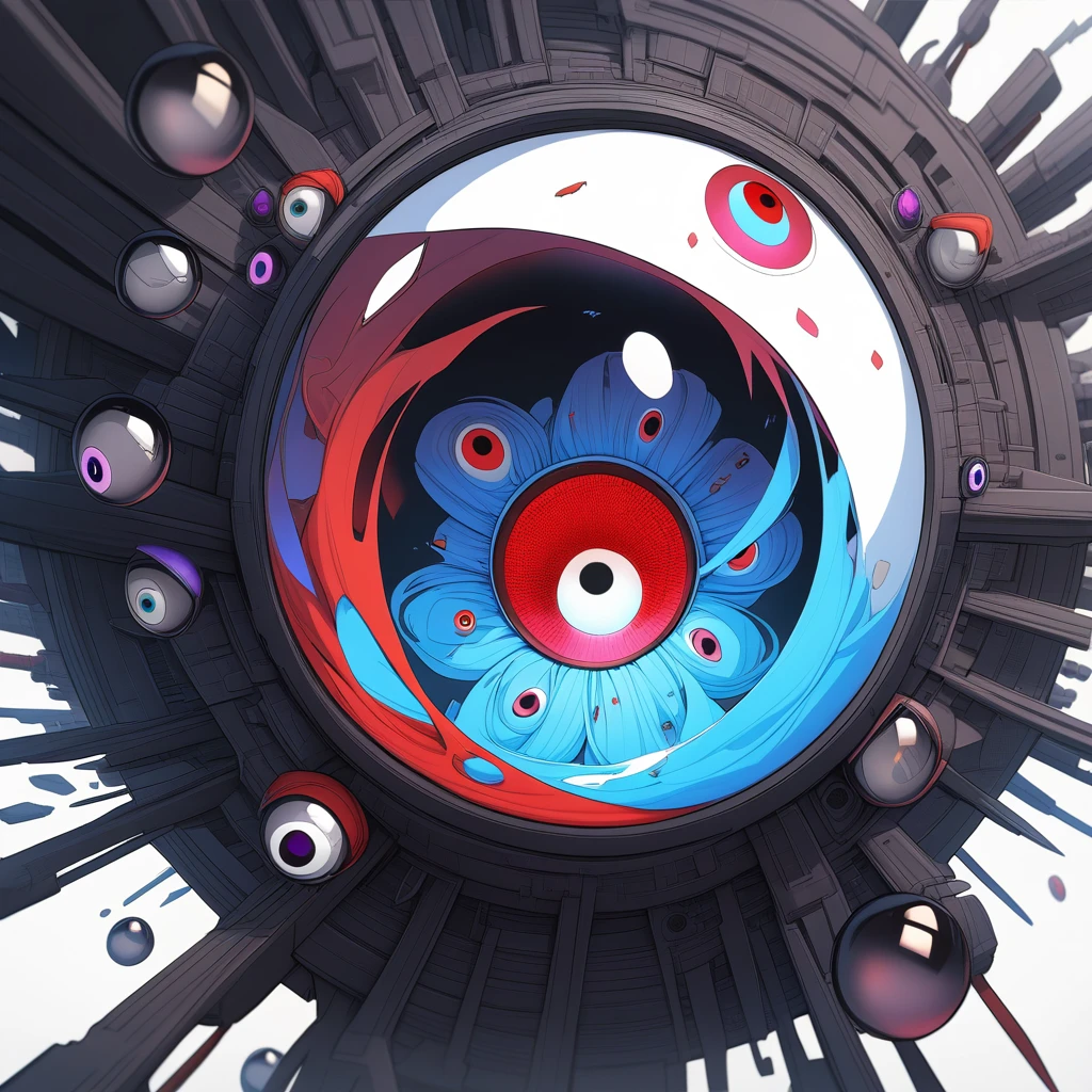 cute aesthetic, one eyeball, a single floating eyeball in the void, one eyeball, single eyeball, a single red eye, one eye, floating eyeball, single eyeball, one eyeball, very detailed, white background, 16k, sharp focus, ultra detailed, masterpiece