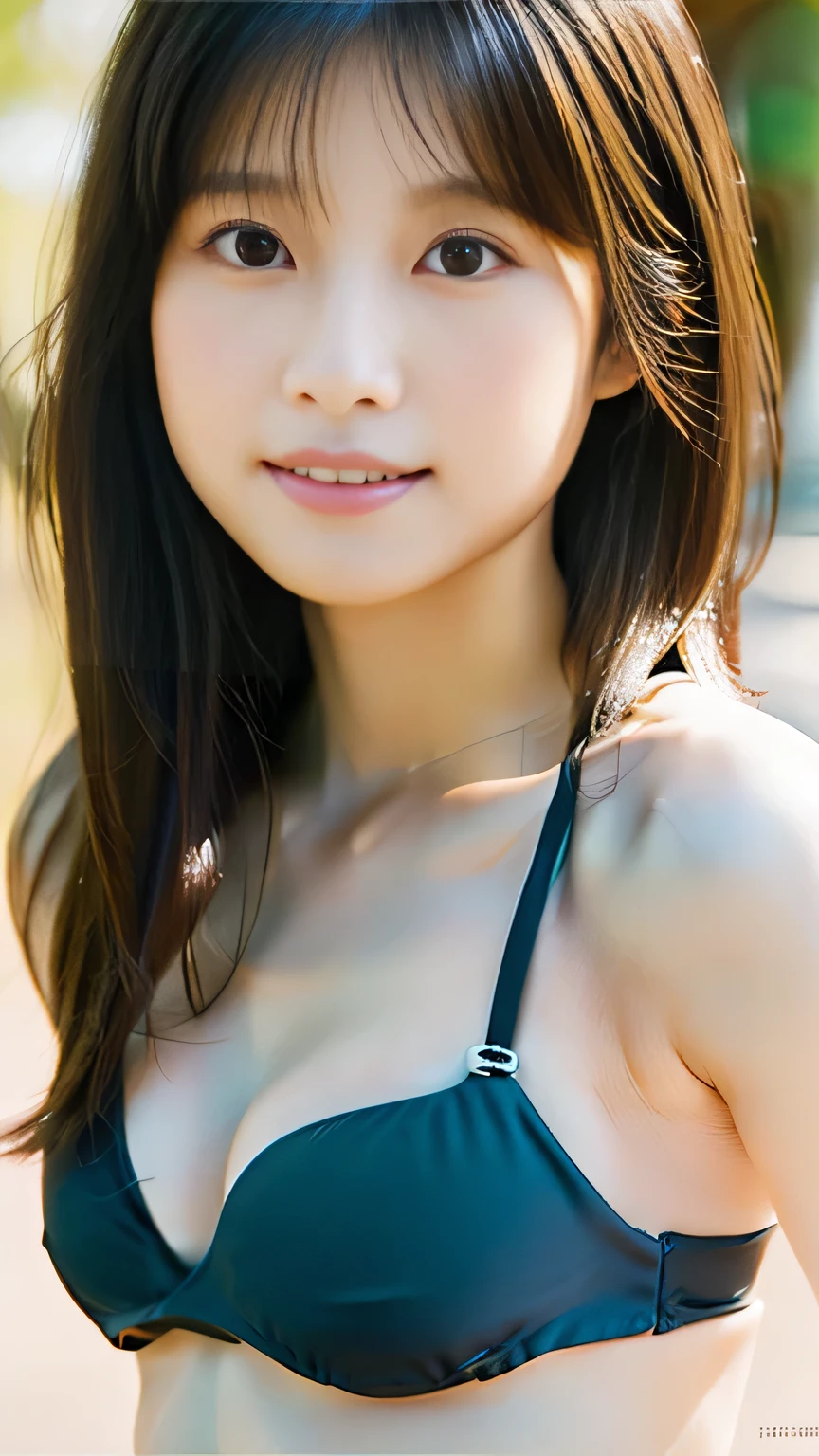 Masterpiece,(8k, RAW photo, best quality, masterpiece:1.2), (realistic, photo-realistic:1.4), (extremely detailed 8k wallpaper), sharp focus, depth of field, blur background, bokeh,Do not split,lying the bed,(Japanese Woman),20-year-old woman,Licking candy,short hair,Licking candy:1,5,(well-proportioned body shape:1.5),(bikini: 1.5),The whole body was photographed,sexy poses,smile