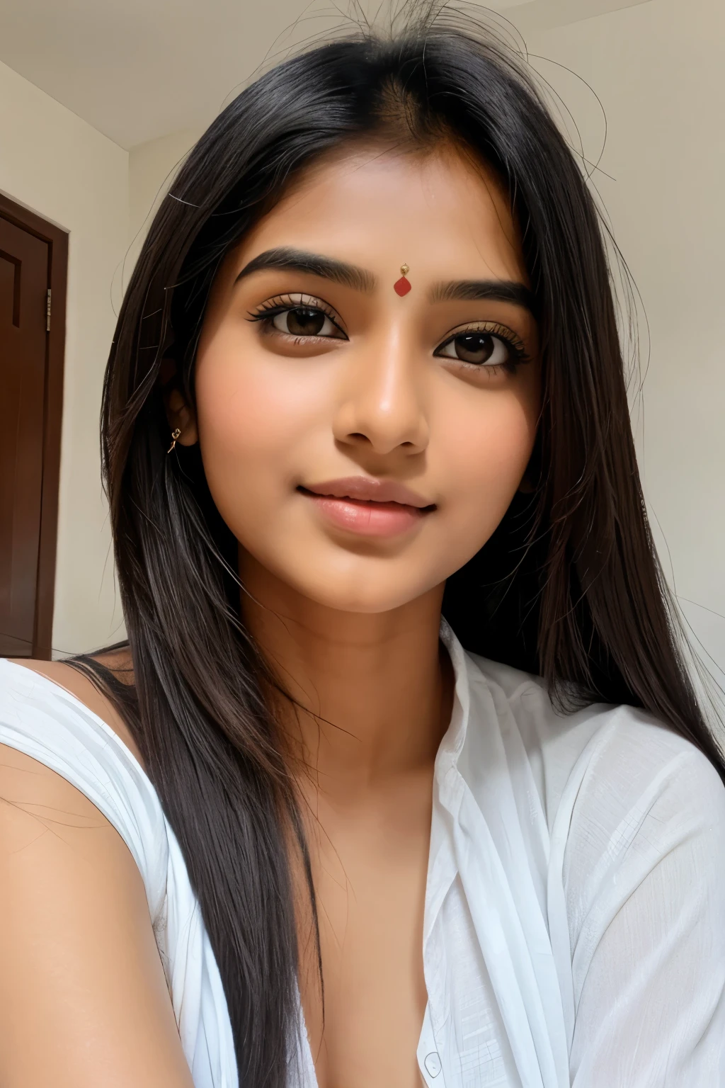 A beautiful indian asian girl with sharp nose and white colour