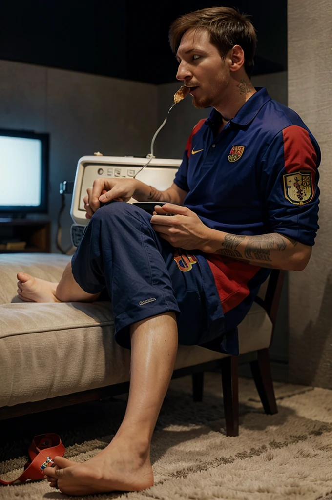 Messi eating tv