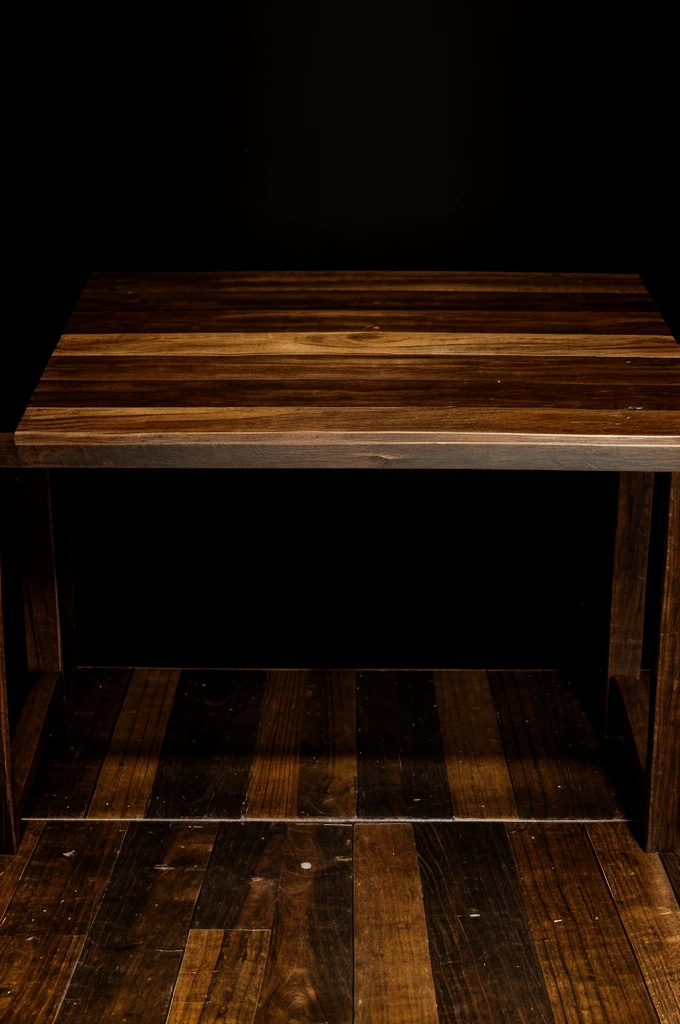 empty wooden on black backdrop with spotlight. Wood table top. can used for display or montage your products