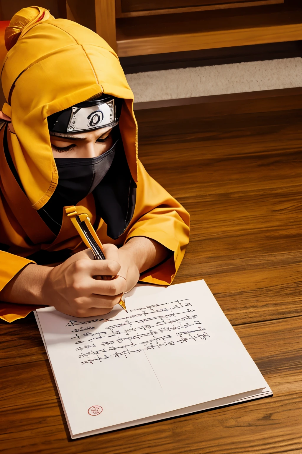Naruto writting a letter in Hindi