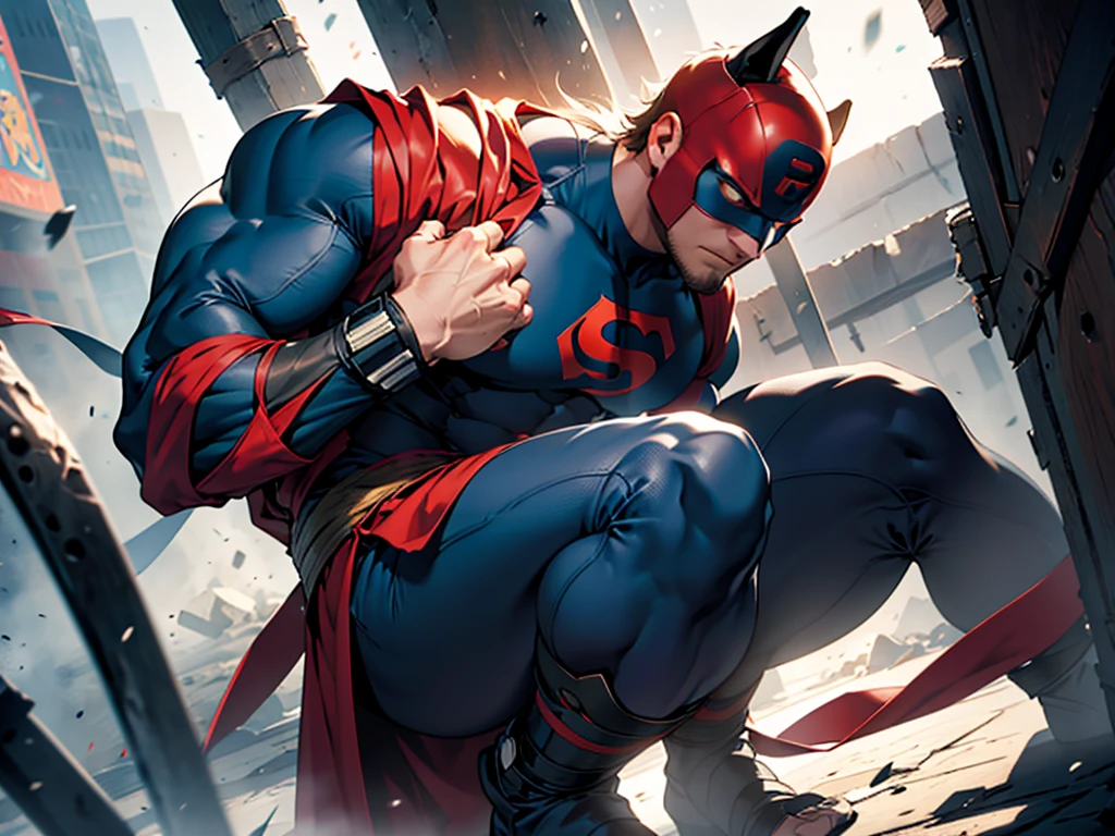 Superhero, hero, strongest human, strong and robust male, savior, bound, subdued, unable to move, immobilized