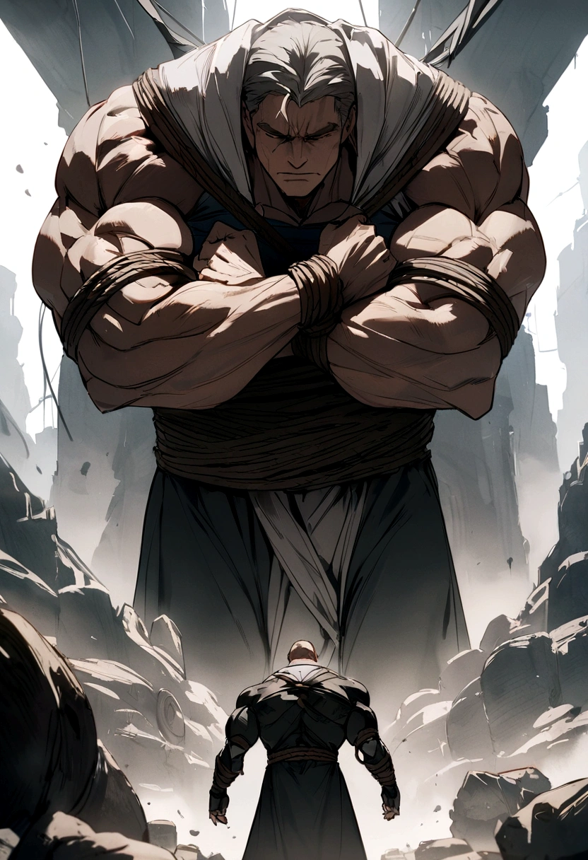 Superhero, hero, strongest human, strong and robust male, savior, bound, subdued, unable to move, immobilized