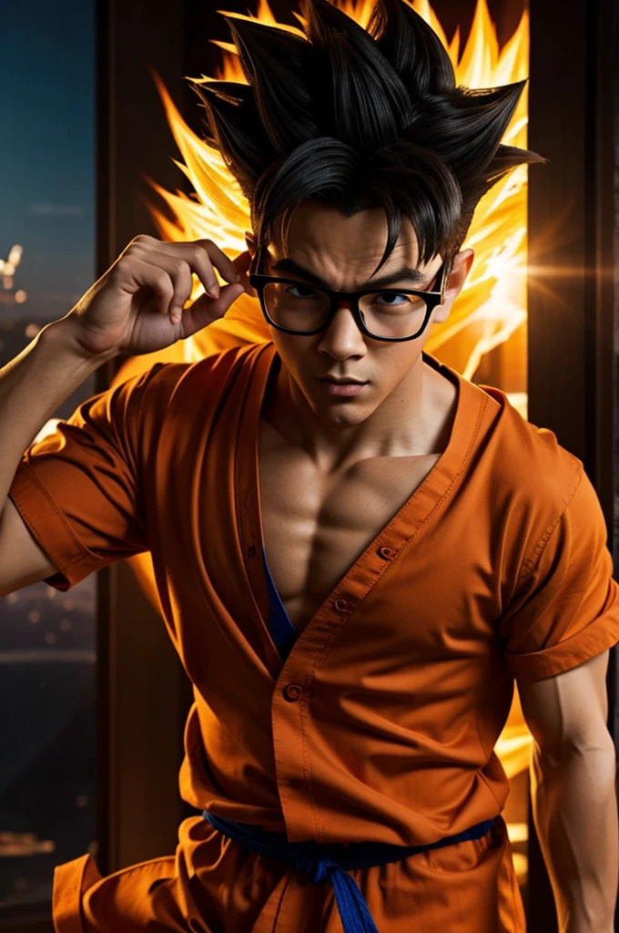 Boy with glasses fucks goku