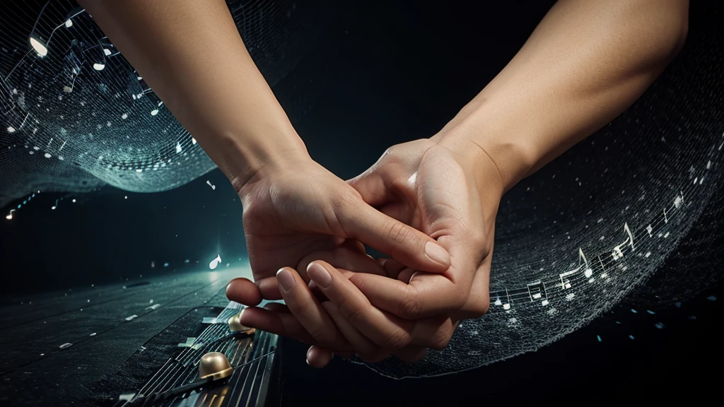 Music Visualiser Background, 2 hands holding,
