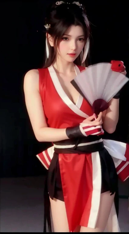 Dressed in red and white,Arafi had a fan in his hand., Mai Shiranui, yoko matsugane as Mai Shiranui, Final Fantasy Tifa, 魅力的なTifa Lockhartの肖像, Tifa Lockhart, Tifa Lockhart with white hair, Akali from League of Legends, Irelia from League of Legends, 魅力的なTifa Lockhart, Tifa Lockhart