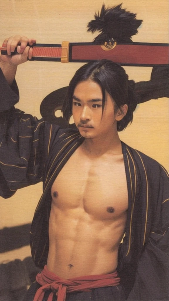 Correct human body、samurai、beautiful girl、Small breasts、Holding a sword above his head、Erotic、Correct human body、cute、Photographed with a Nikon camera、Erotic、modern