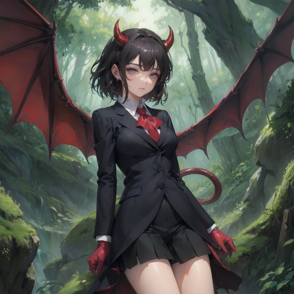  masterpiece, (textured skin), best quality, gorgeous beautiful girl, (a female devil),,detailed clothes,large breasts,narrow waist,, (beautiful face), cinematic lighting, (fantasy anime art ),