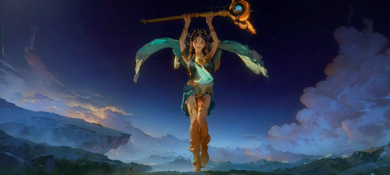 (RAW photo, best quality), (realistic, photo-realistic:1.3),best quality,highly detailed,masterpiece,ultra-detailed,illustration,1girl,upper_body,dynamic angle,world masterpiece theater,messy_long_hair,best quality,extremely detailed CG unity 8k wallpaper,ink,Amazing,cinematic lighting,lens_flare,,dunhuang_style