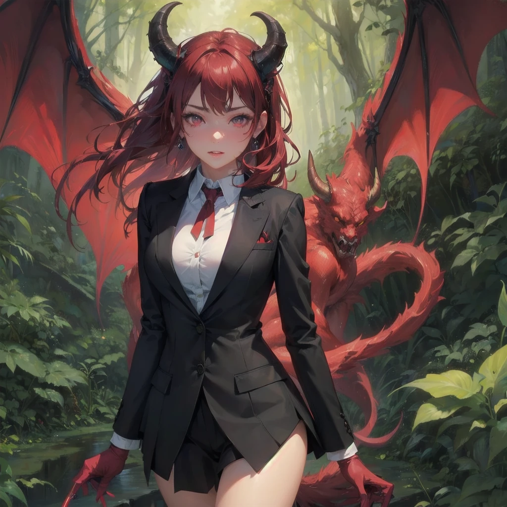  masterpiece, (textured skin), best quality, gorgeous beautiful girl, (a female devil),,detailed clothes,large breasts,narrow waist,, (beautiful face), cinematic lighting, (fantasy anime art ),