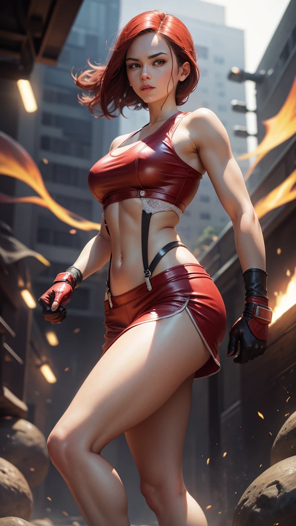 Vanessa do kof, view from the front, full body view, boxing guard pose