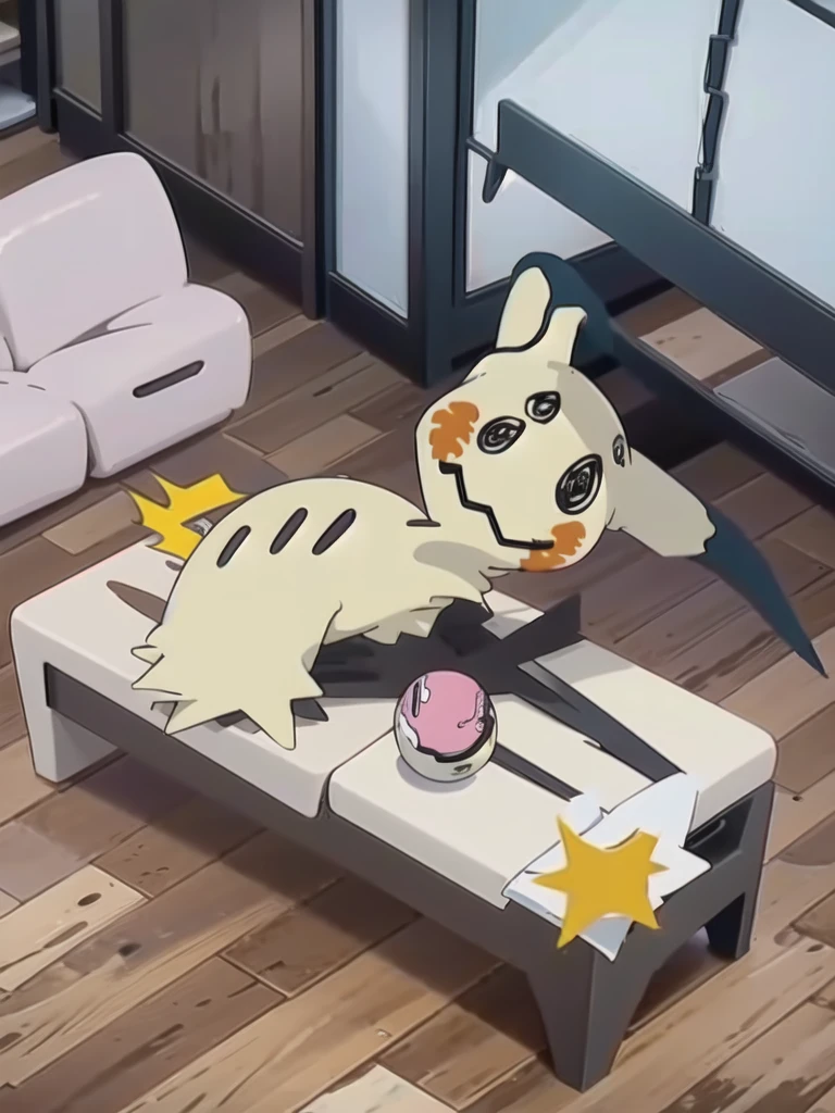 masterpiece,best quality,(Mimikyu_Pokemon),no humans,indoors,living room,