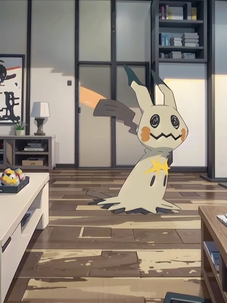 masterpiece,best quality,(Mimikyu_Pokemon),no humans,indoors,living room,