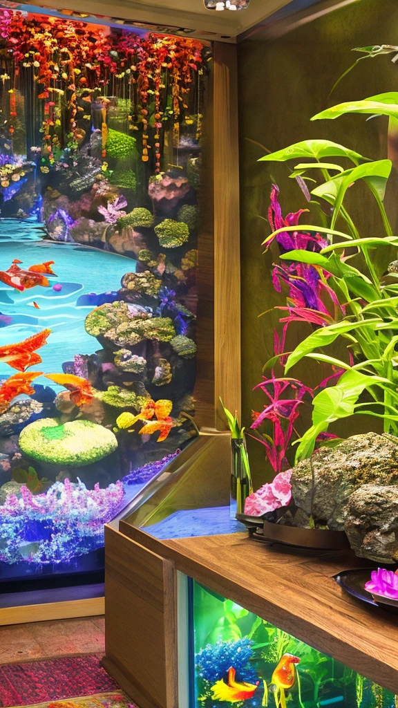 wallpaper、Wind、Aquarium、neon、In detail、delicately、Fantasy、motif