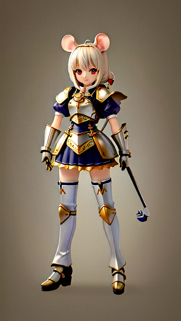 Image of baby mouse Wearing armor Full Body Shot Looking here High-detail images