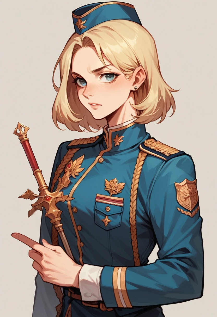 a girl, blond hair, uniform,
