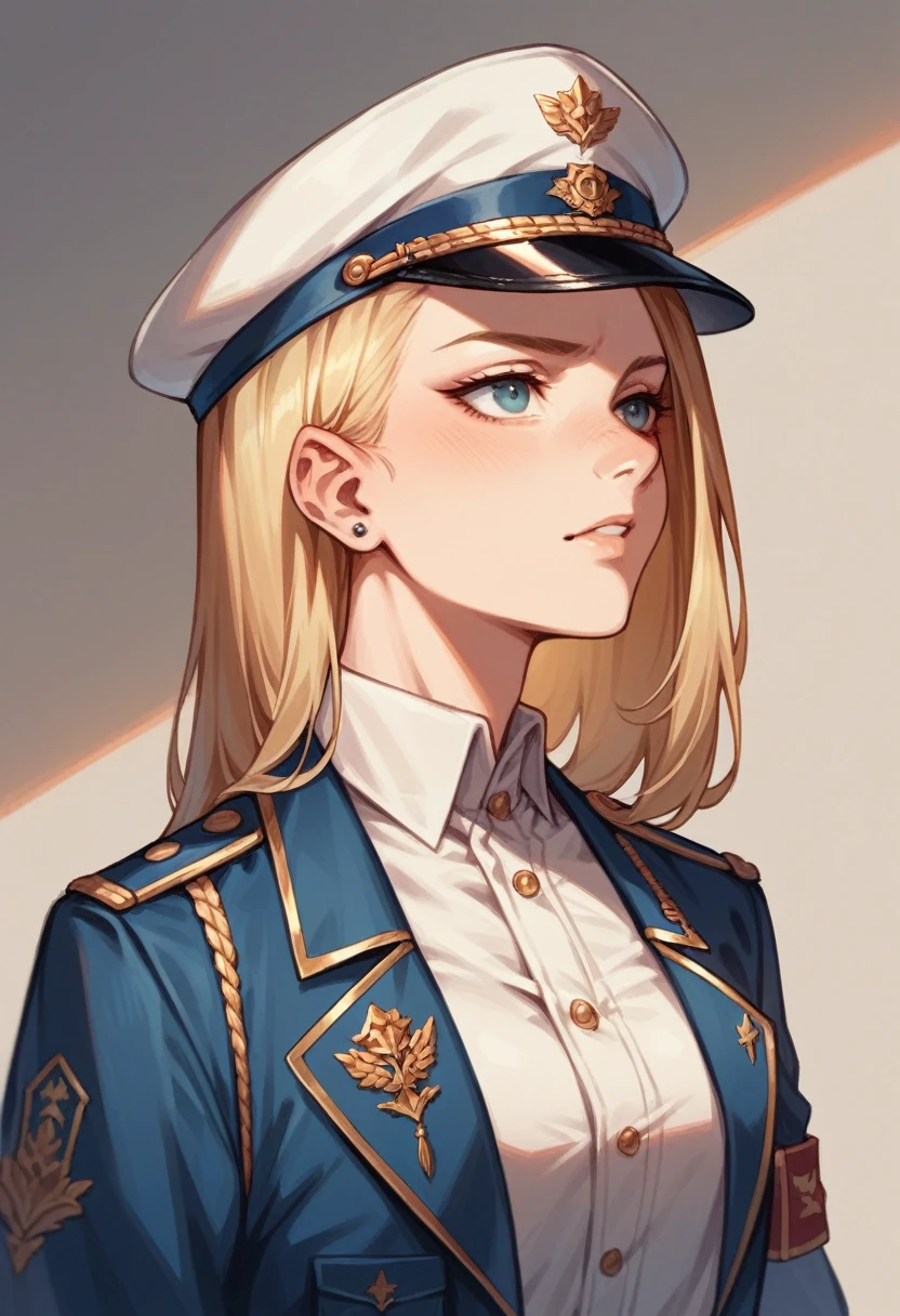 a girl, blond hair, uniform, 