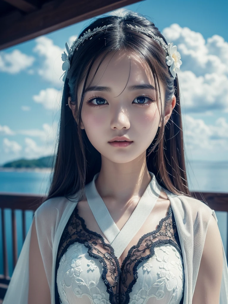 (Surreal) , (Like the picture:1.4),(Increase the resolution), (8K), (Very detailed), (Beautiful and fine details), (Highest quality), (Ultra-detailed), (masterpiece), (wallpaper), (Detailed face), solo,1 girl, perfect beautiful japanese woman:1.4、Age 19、Looking at the audience, Subtle details, Detailed face, Cloudy, Deep Shadow, Laughter,