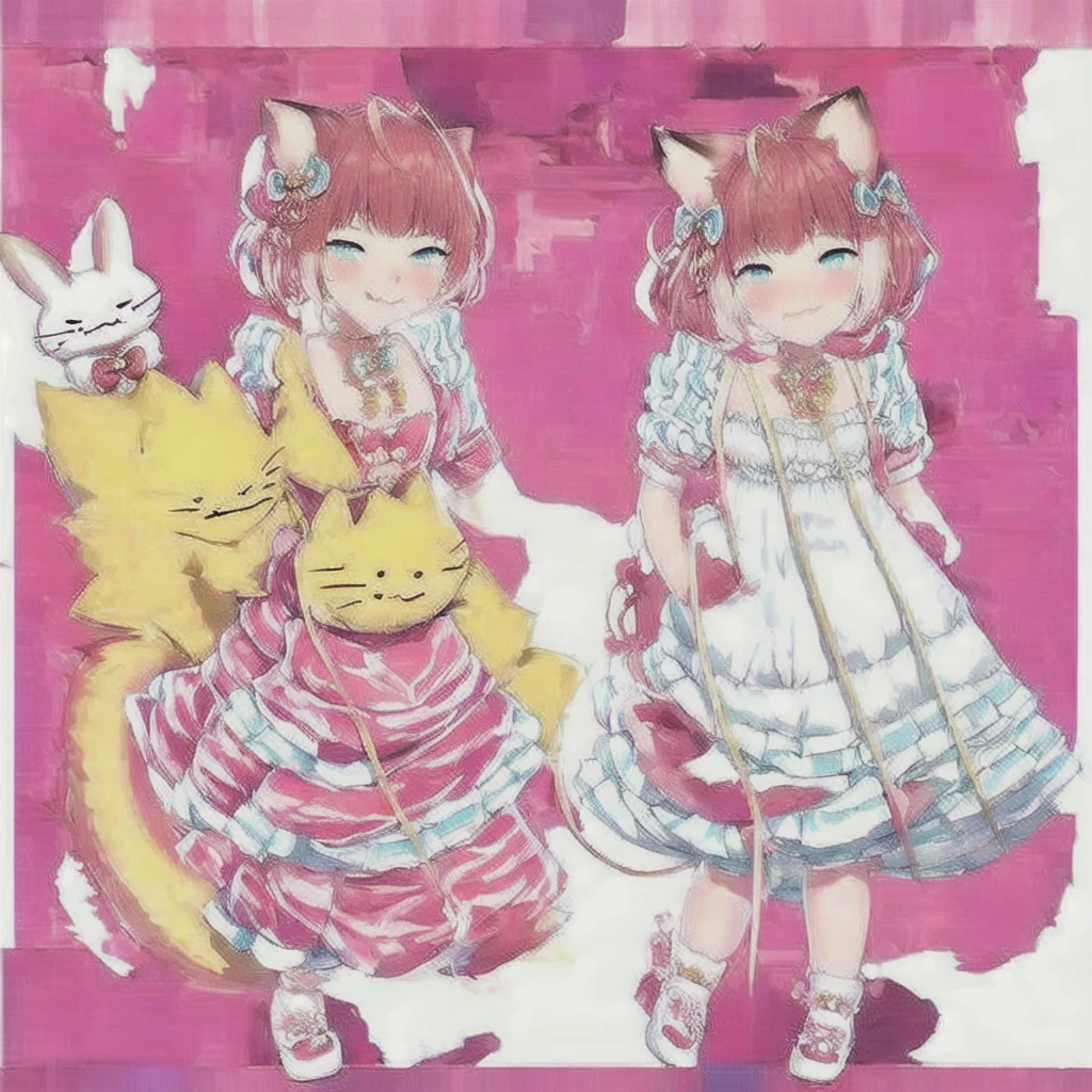 1. ears: The bunny has long ones, Soft ears, that are always sticking out, like two fluffy bars. The ears are covered with silky white hair with pink tips, which makes them look like delicate flower petals. When she's embarrassed or happy, ears start to flutter, which adds even more charm to her.
2. eyes:eyes большие и выразительные, like two deep turquoise lagoons. Their shape is almond-shaped, with long and thick lashes, which makes her look tender and naive. Her eyes glow in a soft light in the dark, as if radiating warmth and kindness.
3. wool: Her coat is snow-white and fluffy, like fresh snow. It is very soft to the touch and is always clean and well-groomed. She has a slight pink blush on her cheeks, and the hair on the chest and abdomen is slightly longer and fluffier, creating the effect of a down dress.
4. tail:tail короткий и пушистый, like a little pompom. He always trembles a little bit, when a bunny is excited or happy, which adds playfulness and dynamics to her image.
1. Bunny dress wears a cute ta dress, decorated with lace and ruffles. Soft pink dress, with white floral patterns on the edges. The hem of the dress is fluffy, thanks to several layers of fabric, and moves freely with every step she takes.
2. shoes: She has neat white shoes with pink ribbons on her feet. They are decorated with small bows and pearl beads, what gives shoes a sophisticated look.
3. accessories: She wears a headband with big pink bows on her head, that highlight her ears. She has a small heart-shaped pendant around her neck, given to her by her best friend. On the wrists are thin bracelets with small pendants in the form of stars and flowers.
1. hair:hair у зайки длинные и волнистые, light caramel colors. They are always well-groomed and curl slightly at the ends. She likes to braid them in two braids or put them in a high ponytail, leaving a few strands to fall freely on the face
standing pose character sheet, different angles