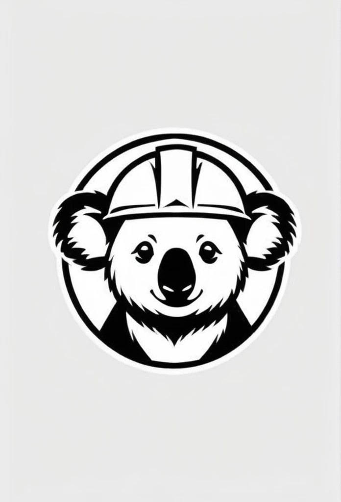 Demolition site company logo koala wearing a helmet、A logo that makes it clear that it is a demolition company. A very cool, chic and modern design. Monotone background is white.