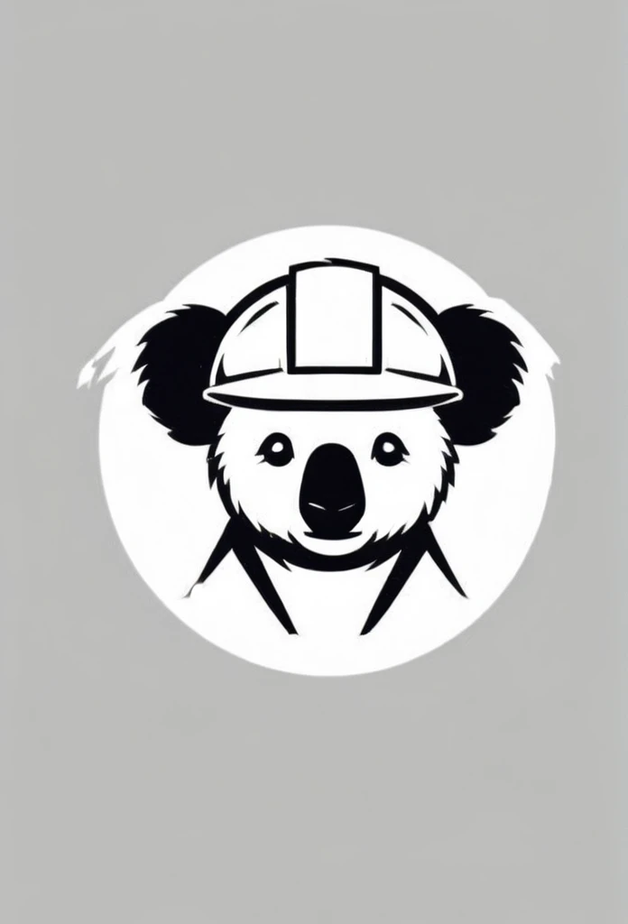 Demolition site company logo koala wearing a helmet、A logo that makes it clear that it is a demolition company. A very cool, chic and modern design. Monotone background is white.