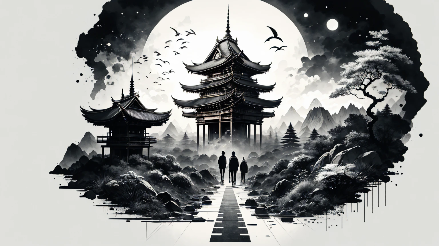 absurd，high resolution，Ultra Detailed，（1 Girl：1.3）， sunder ，Design a beautiful temple scene，intricately detailed buildings，Lush garden，and a sense of peace and spirituality。 sunder ，创造一个sunder坏性恶魔的形象，Has terrible characteristics，The power of darkness，And a desire for chaos and destruction。 sunder ，Designing images with fisheye lens effect，Capture a wide field of view with a unique curved perspective。 sunder ，Create a rooftop view in an urban setting，Features panoramic city views、Dramatic skyline and sense of elevation。 sunder ，Illustrate the tender moment between parent and child，Capture their bond、Love and connection。 sunder ，utilisant le pointillisme pour illustrer les images，Carefully place tiny color dots，to create a cohesive and visually stunning whole。