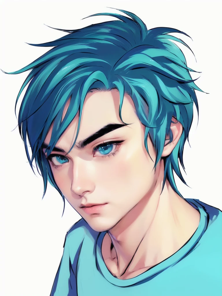 anime boy with blue hair and green eyes looking at the camera, anime portrait of a handsome man, anime handsome man, young anime man, 2 d anime style, male anime style, anime style portrait, tall anime guy with blue eyes, anime boy, anime style character, stunning anime face portrait, face anime portrait, anime character portrait, handsome anime eyes