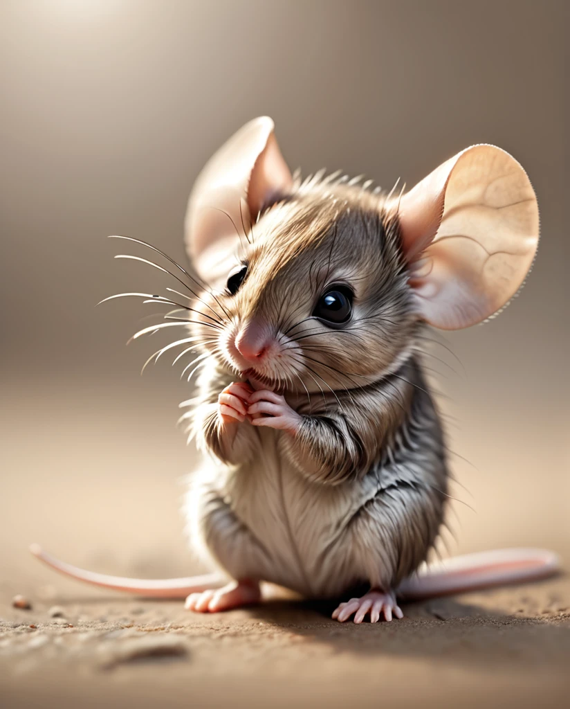 Image of baby mouse　cute　Full Body Shot　Looking at this　