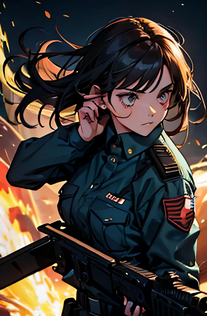 Girl in combat uniform