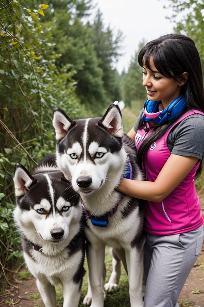 A woman rescue Husky dogs