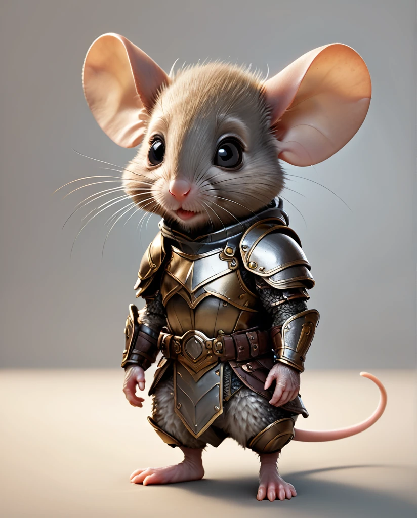 Image of baby mouse cute Full Body Shot Looking at this Wearing armor