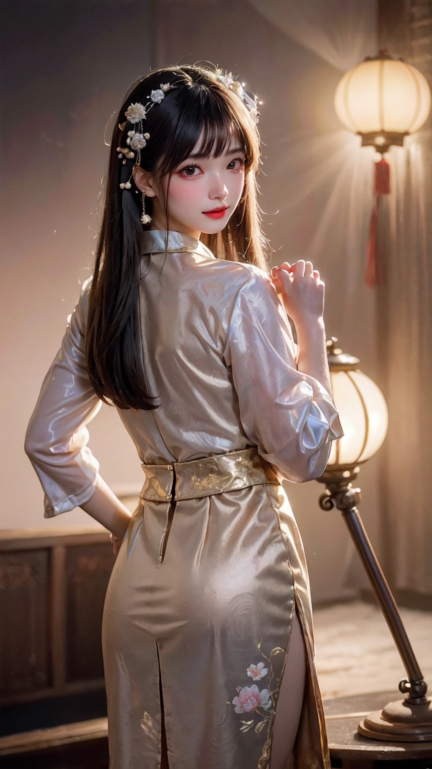 A girl in a garden, moon palace, Chang'e, mooncakes, rabbits, (best quality, 4k, 8k, highres, masterpiece:1.2), ultra-detailed, (realistic, photorealistic, photo-realistic:1.37), ancient Chinese illustration, traditional Chinese painting, harmonious colors, soft lighting.
