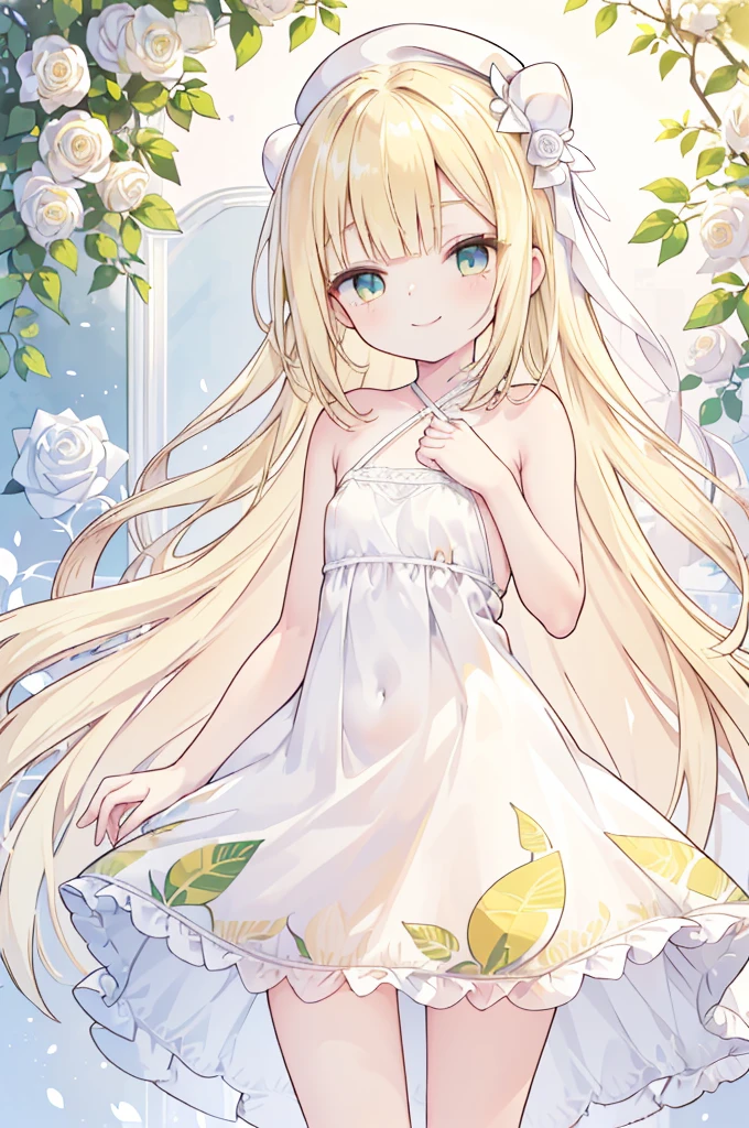 Open the dress ((Toddler girl))　((5 years old))((naked))　Long blonde hair　nsfw　whole body　White Rose Garden　smile　Lift up the dress　I can see your crotch　Transparent White Lady　White Hat　I can see your chest　A thin, sheer lace dress((Hair Bun))(Very long hair))((Blunt bangs))((Bitch))((tsurime))((Big eyes))((Skinny body))((expensive))(Pale skin))((Yellow botanical print))