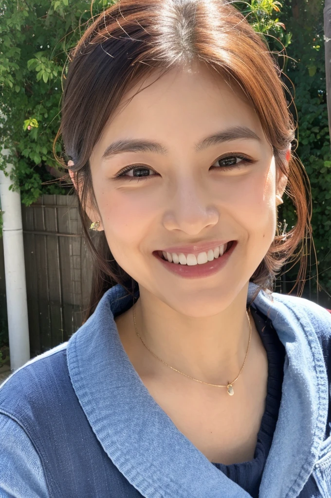 ((Highest quality)), ((masterpiece)), (detailed), Japanese, 30 years old, Beauty, front,smile, Nagoya,Facial wrinkles,Natural Photography,part-time job