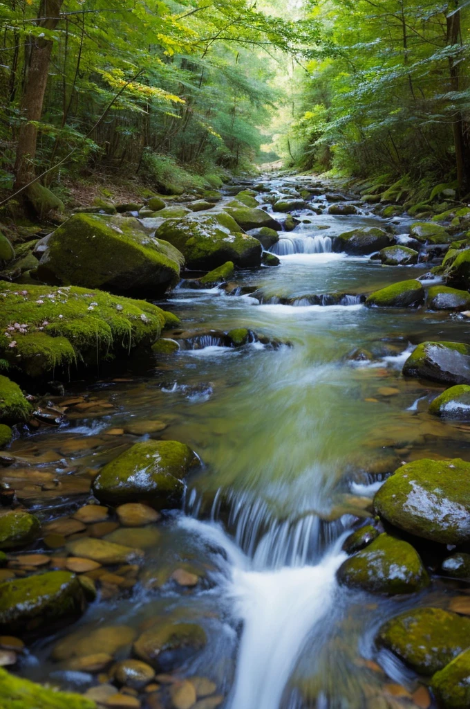 A clear stream with a stream running through it