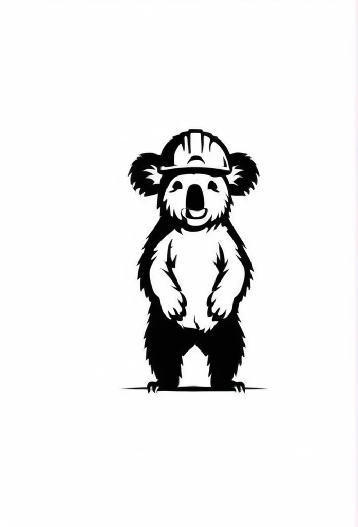 Demolition chisel company logo A logo of a koala wearing a safety helmet playing demolition chisel Pretty cool chic design The background is pure white