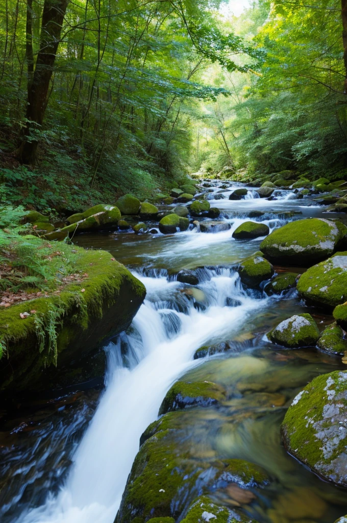 A clear stream with a stream running through it