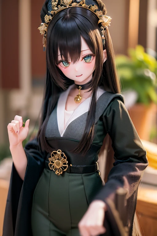 (SFW:2), photorealistic, realistic photo, ((highest quality)), ((masterpiece)), ((extremely detailed)), kukolnydom, doll, (mature woman, 20yo, 20 years old:1.6), solo, ((cowboy shot, dynamic pose, skinny, slender, slim, T shirt, hot pants, choker)), green eyes, light smile, parted lips, (black hair, long hair, looking at another, blank eyes, empty eyes, detailed eyes, detailed clothes:1.3), room, 8k