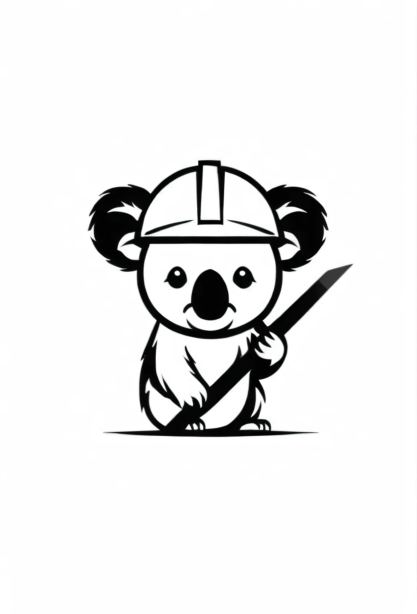 Demolition chisel company logo A logo of a koala wearing a safety helmet playing demolition chisel Pretty cool chic design The background is pure white