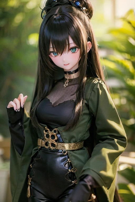 (SFW:2), photorealistic, realistic photo, ((highest quality)), ((masterpiece)), ((extremely detailed)), kukolnydom, doll, (mature woman, 20yo, 20 years old:1.6), solo, ((cowboy shot, dynamic pose, skinny, slender, slim, T shirt, hot pants, choker)), green eyes, light smile, parted lips, (black hair, long hair, looking at another, blank eyes, empty eyes, detailed eyes, detailed clothes:1.3), room, 8k