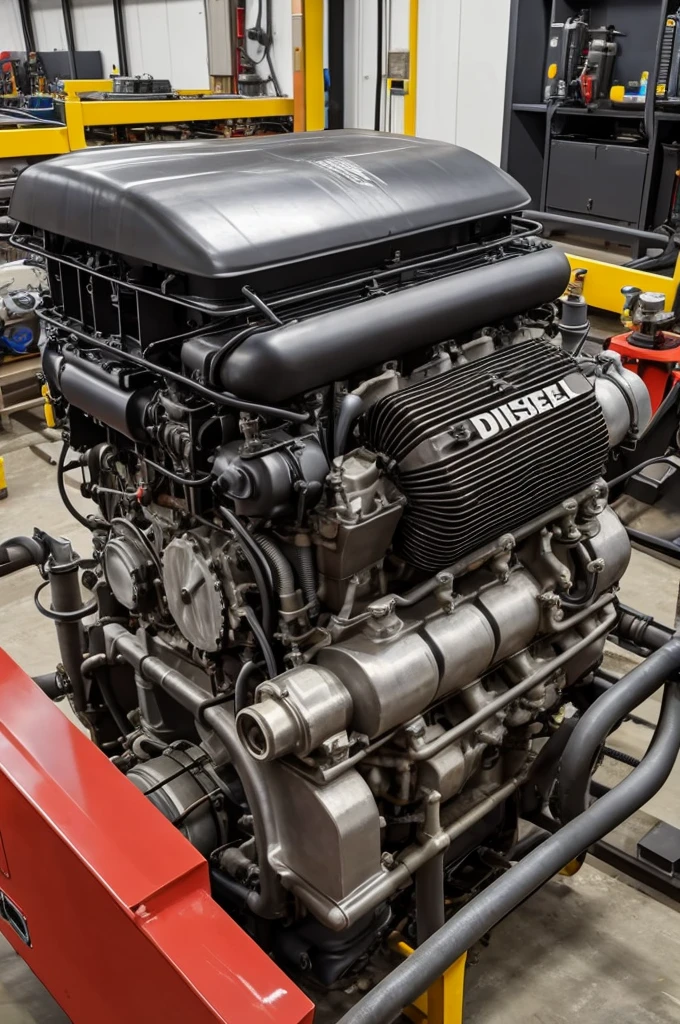 Diesel engine under maintenance