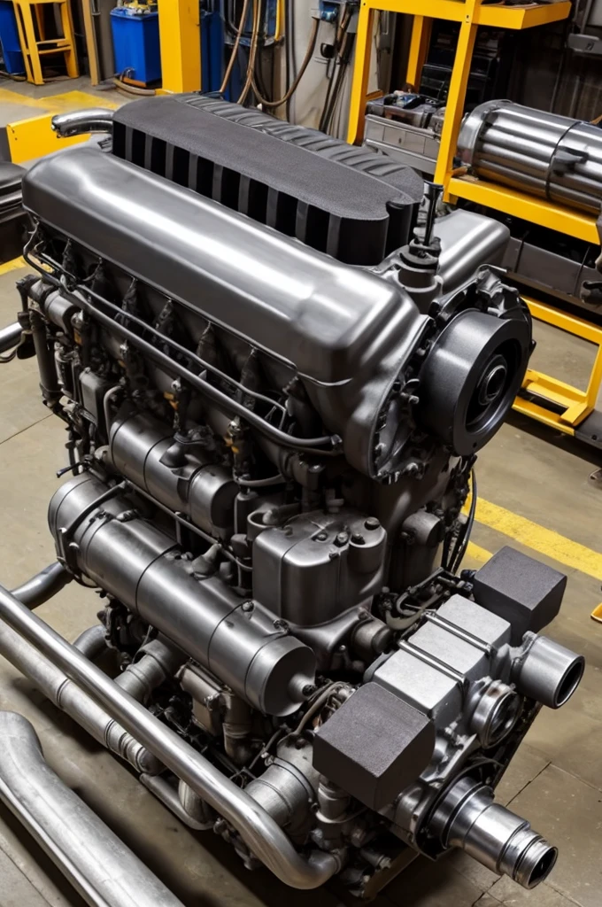Diesel engine under maintenance
