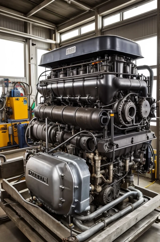 Diesel engine under maintenance