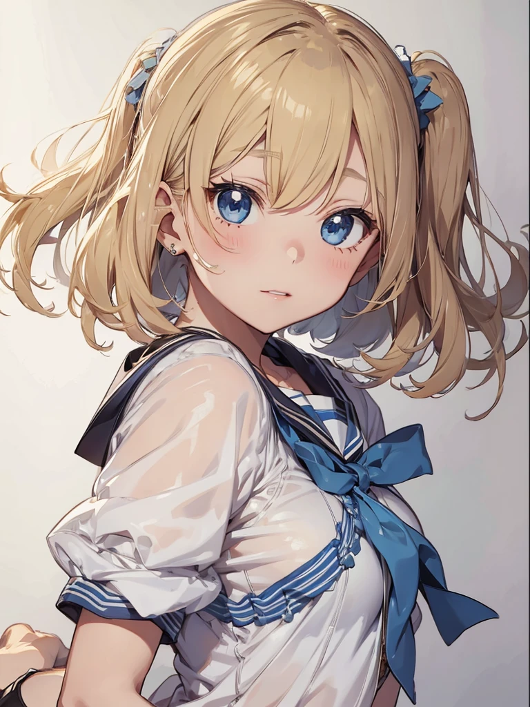 Blue-eyed busty junior high school girl Blonde short bob sketch