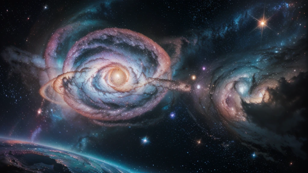 Chibi soft and fluffy pixie kitty stuffed cat, (A colorful galaxy nebula floats in shining outer space)、reflection and refraction、((swirl nebula ripples))、flame particles、caustic、Style by Bonnie Hetherington Robson, in 8K、photoRealstic、profetional lighting