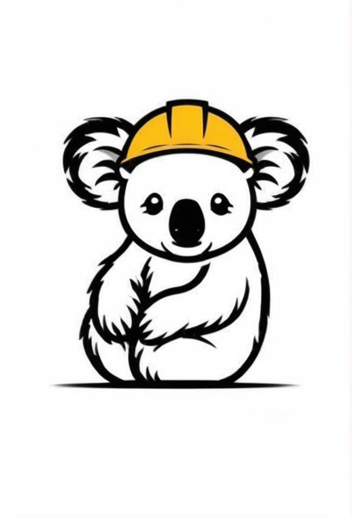 Demolition chisel company logo Demolition chisel Logo of a koala wearing a safe construction work helmet working Koala only coloring The helmet is yellow Pretty cool chic design The background is pure white