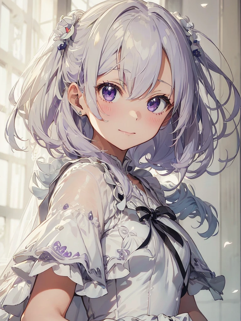 Masterpiece,1. Girl Girl，1 boy(Expressionless and grey haired），（Look at each other），（Delicate face），Super detailed, (Finely drawn hand), (Best Quality)，（（Masterpiece）） wedding princess dress，Lens Flare Glow，bright purple hair girl，Purple Eye，，Pure surface，Good looking face，Like the whole body，Look at each other affectionately，Flowing Wedding Dresses，Spirea。Smile,Stand Face to Face，White Wedding Dress，Look at each other，Look at each other，Stylish Wedding Dresses，Tuxedo，Leather shoes，Fascinating,White business suit， (Anime Style:1.6)