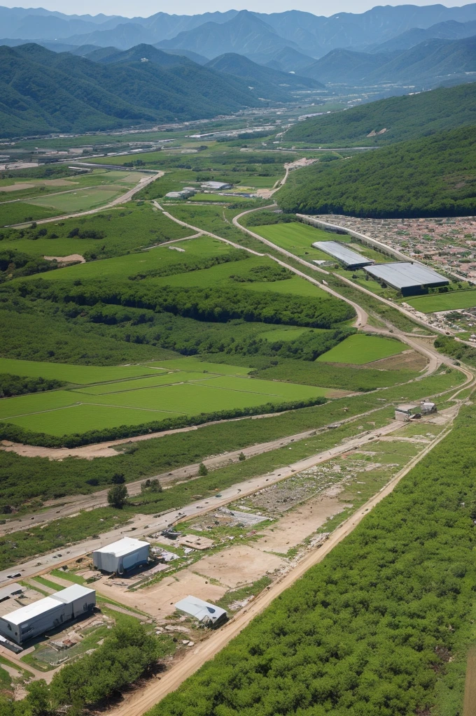 Electronic waste falling into a very clean and beautiful land and the land becoming polluted 