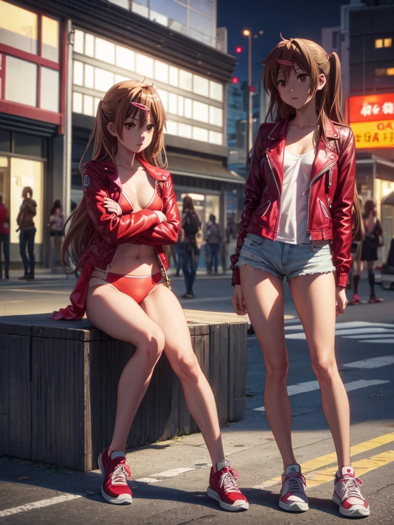 ((NSFW:-0.95)), (((nipple:-0.9))), ((Acutance:0.85)), (from below) . The background is the downtown area at (Twilight:1.4), (((Red-dyed clouds above hed:1.2))), { Skyscrapers Shining in the setting sun | (many colorful Lights:1.2) | (lens flare) | Burning | heyz | luminous Particles | Mystic sight } . (Masterpiece:1.2) of professional Analog photo with Hasselblad open aperture, (((realistic and photorealistic with touch of rawness:1.37))), physically-based 3D rendering with ultra-detailed. (((Hakata Gion Ymakasa, A KAWAII girl with Fundoshi))), A Number of girls watching .